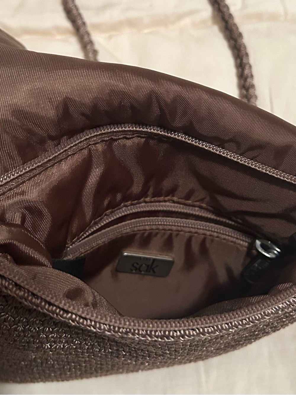 The Sak Brown Crochet Crossbody Bag with Braided Strap - Picture 4 of 8